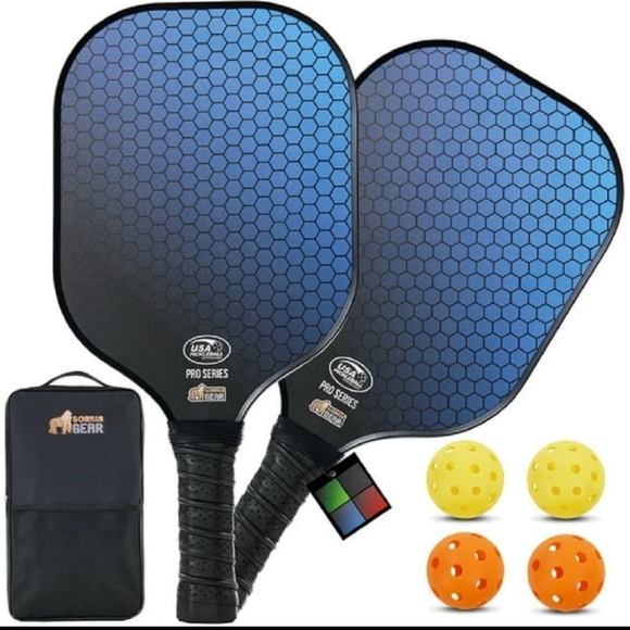 Pro Series Blue Pickleball Paddle Set - Picture 1 of 4